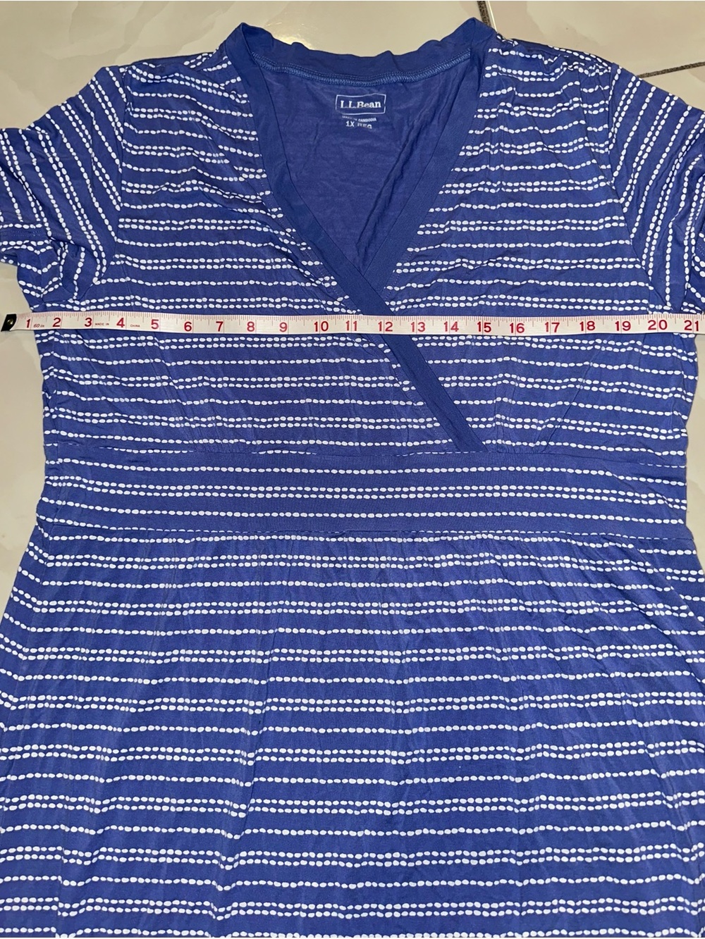 L.L.Bean Blue and White Striped Wrap-Front Top